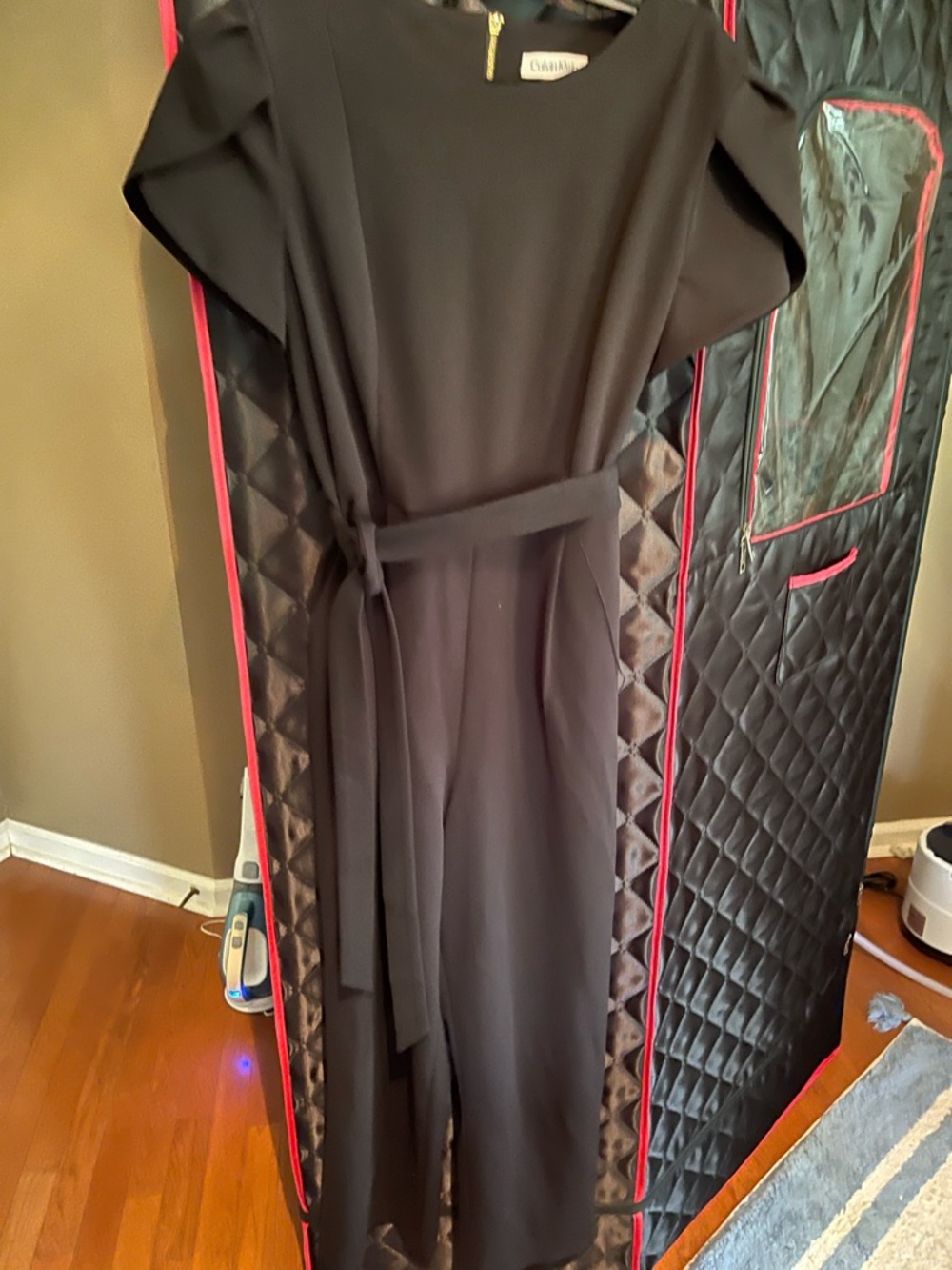 Calvin Klein Black Jumpsuit with Gold Zip Detail
